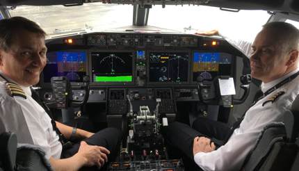 Pilots in cockpit