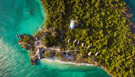 An aerial view of Chumbe Island