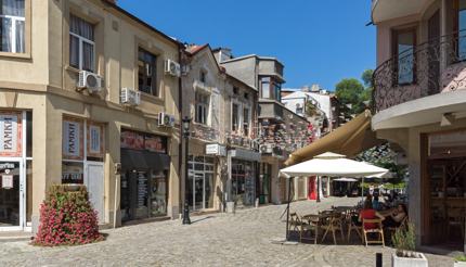 Streets and houses in Kapana district, Plovdiv