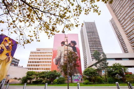 Buildings with huge murals