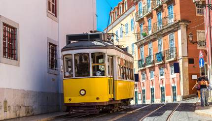 A tram in summer