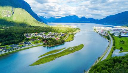 The town of Åndalsnes, where the Rauma Line ends