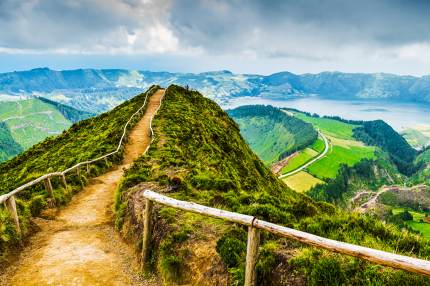 Azores - A twin lake in the crater of a volcano on the Azores archipelago