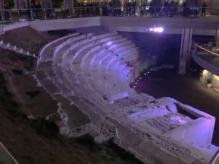 A section of the Roman Stadium below the street.